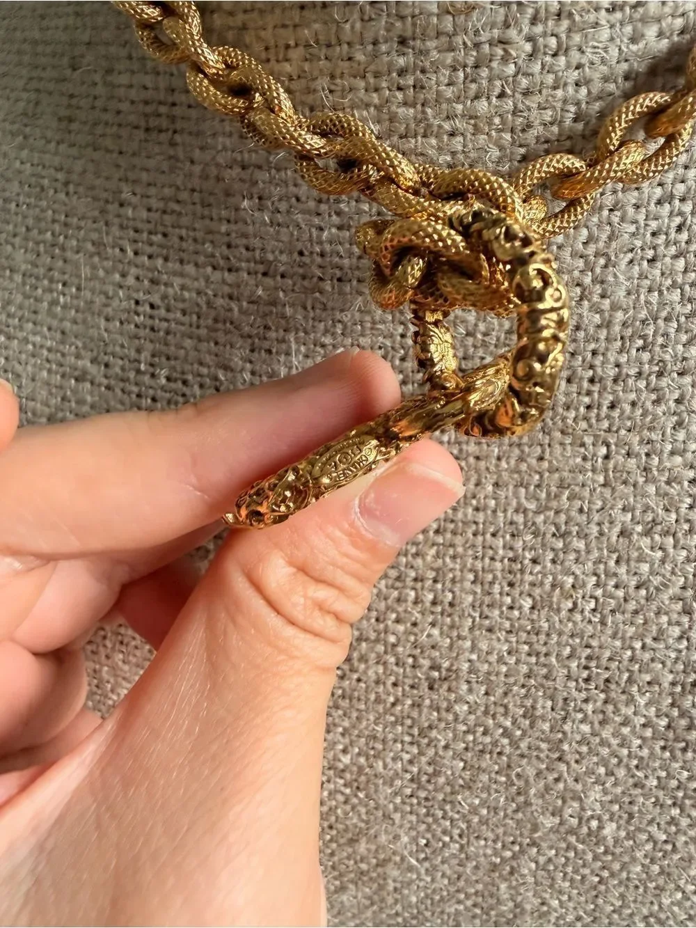 CHANEL Gold CC Pendant lava Necklace